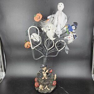 Halloween Light Up Boo Tree Figurine Witch Pumpkin Ghosts Sound Motion 19" WORKS